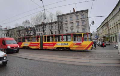 У Львові задимівся трамвай. Фото: Ігор Зінкевич.