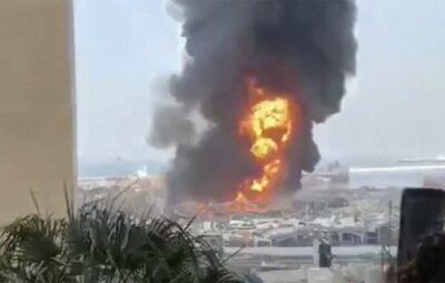 Фото: пожежа в Бейруті (скрін з відео в twitter)