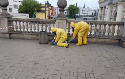 У Львові на пероні залізничного вокзалу виявили розлиту ртуть. Фото: ДСНС