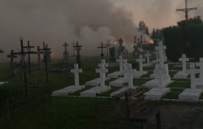 На Львівщині горіло кладовище. Фото: Буськ онлайн