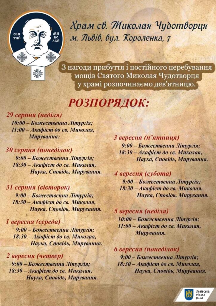 До одного із львівських храмів привезуть мощі святого Миколая Чудотворця